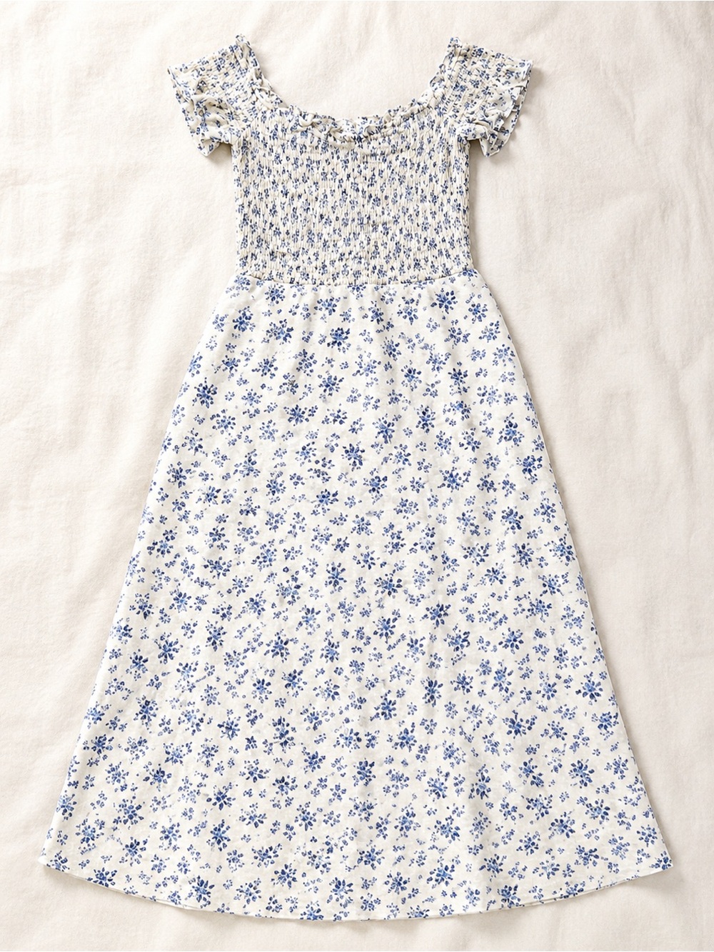 Reformation Murphy Blue Floral Smocked Midi Maxi Dress Feminine Size 0